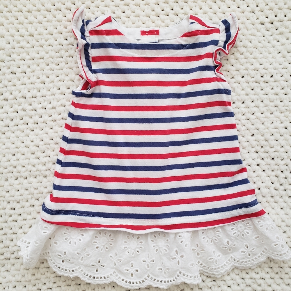 Baby girl striped flutter sleeve dress 0-3M